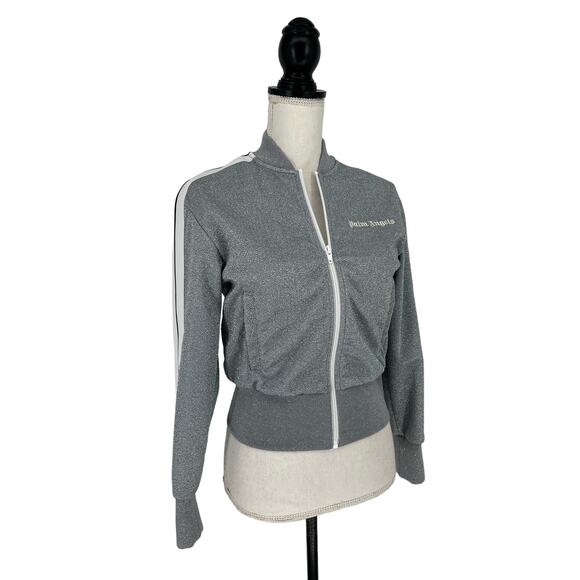 Palm Angels Glittery Lurex Bomber Striped Logo Track Jacket - Picture 11 of 15